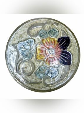 Vintage A. Delvaux Vienna Brass Pill / Trinket Box – Embossed Floral Lid